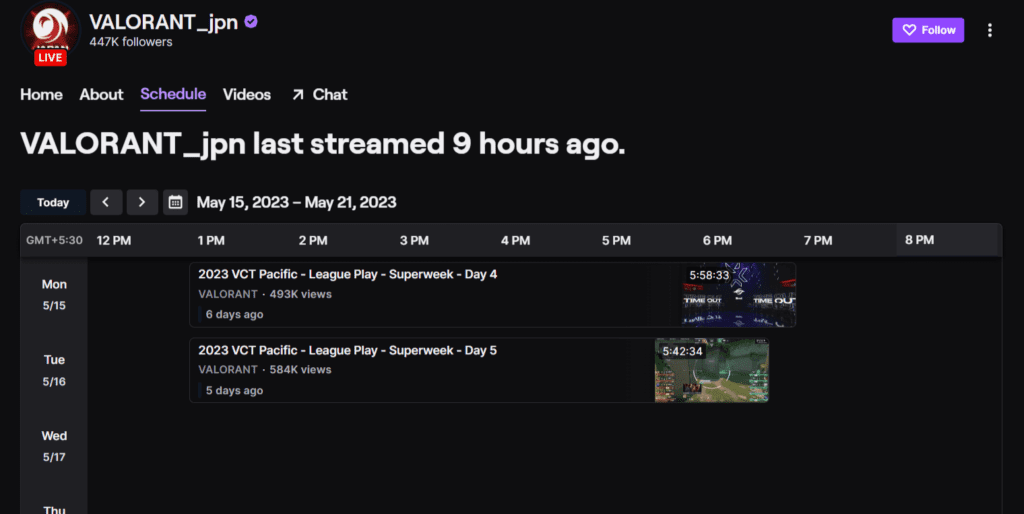 Twitch Schedule VALORANT_jpn